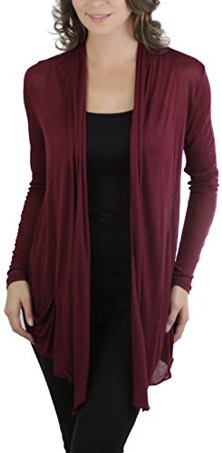 Image of ToBeInStyle Womens Open Front Long Sleeve Lightweight Asymmetrical Draped Cardigan with Side Pockets