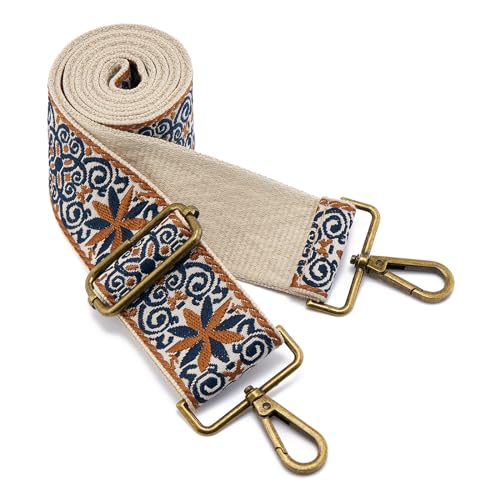 Image of ZOOEASS Bronze Buckles Purse Strap, 2 inch Wide Crossbody Handbag Strap Adjustable Replacement Shoulder Strap Vintage Embroidery
