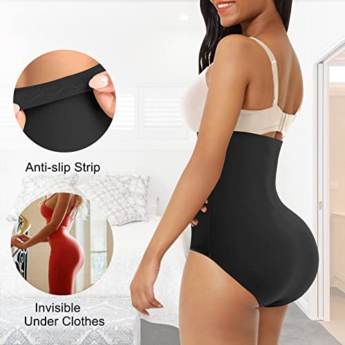 Image of Werena Tummy Control Shapewear Underwear for Women High Waisted Body Shaper Panties Shaping Briefs(#03 Black(seamless),Small)