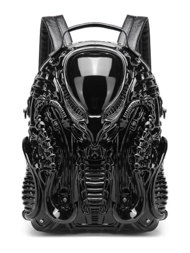 CADWON 3D Xenomorph Shaped Backpack, Y2K Personality Fashionable Travel Handbag Steam Punk for Men Women (black,1pcs)