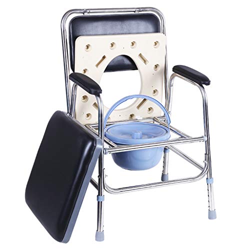 Silla de inodoro portátil para adultos, acolchada de alta calidad, altura ajustable, patas antideslizantes, soporte cómodo para uso nocturno y cómoda