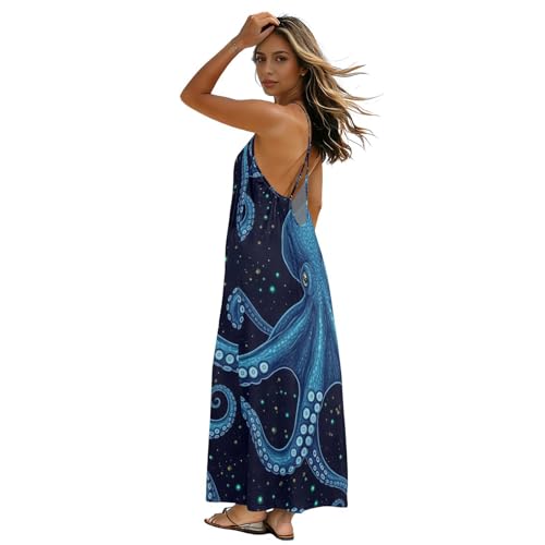 Robe longue dos nu Blue Octopus chic et légère pour l'été