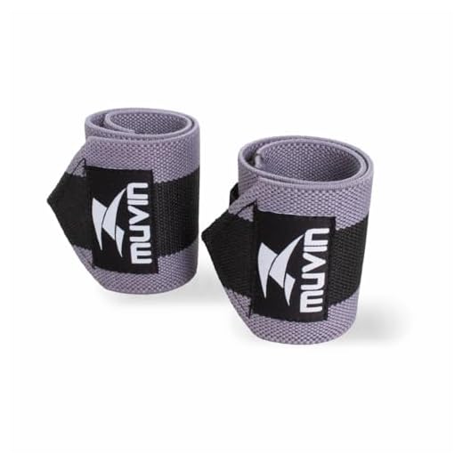 Munhequeira Elástica Curta para Levantamento de Peso Muvin - Musculação - Exercício Funcional - Ideal para Pulsos Menores - Fecho de Contato Ajustável - Alça para Dedão Integrada - Com Elástico Látex (Preto/Cinza)