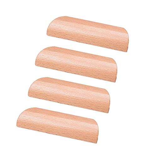 Panduo 竹スライス キャビネット 取っ手 食器棚 ドア プルハンドル 丸太色 無垢材 引き出し キャビネット ワードローブ ドア 木製ハンドル ロングハンドル 家具金具 (サイズ: 穴距離 64mm)