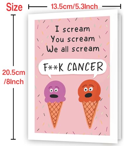 Hongshan Funny Encourage Cancer Card for Friend,Cute Breast Card,Fuck Cancer Cards for Him Her,Humor Gift for Women Men,Get Well Gifts,Sympathy Cards