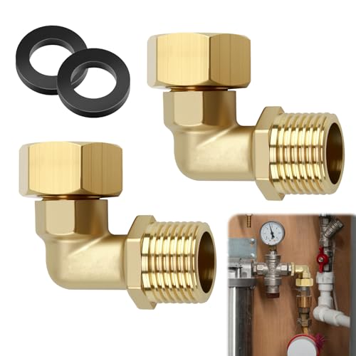 2PCS Raccords Coudés En Laiton, Raccord Tuyau D'arrosage Laiton à Vis 1/2 Pouce, Raccords à 90 Degrés, Coude Pour Raccordements Plomberie Pour Installations...