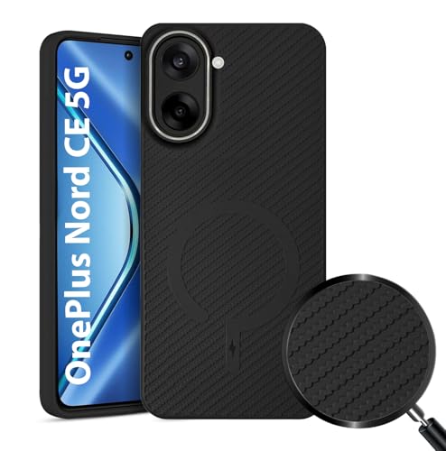 Image of LIRAMARK Rugged Carbon Fibre TPU Armor Silicone Back Cover Case for OnePlus Nord CE 5 5G