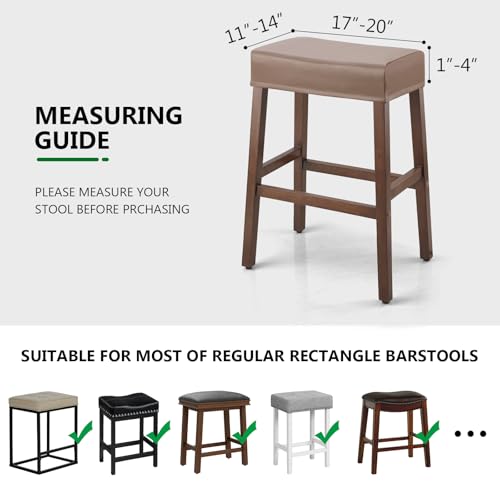 Image of YISUN Stool Covers Rectangle - 4 Pack Stretch Waterproof Saddle Seat Cover Counter Bar Stools Bar Chairs Covers Kitchen Island Chairs Cushion Protector (4, Pu Leather-Chocolate)