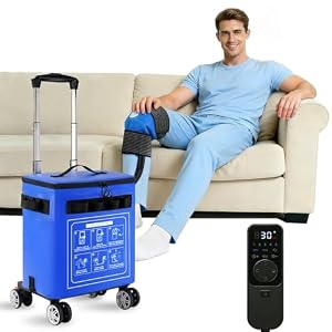 Cold Therapy Machine, Portable Ice Machine for Knee After Surgery w/Wheels | Program Timer control, 19 Qt, Quiet, Leak-Proof, Large Pad for Ankle, Arm Joints, Sports Injuries, Pain Relief & Swelling
