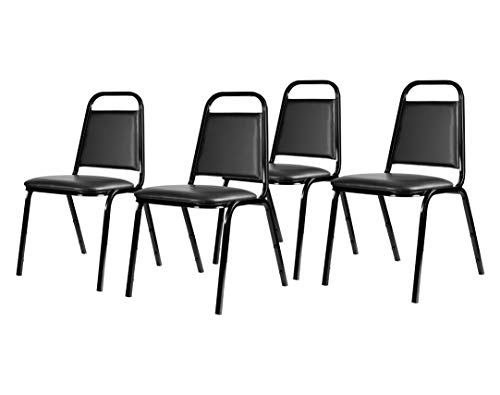 OEF Furnishings Vinyl Upholstered Stack Banquet Chair, Black