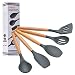 Produktbild Silikon-Kochutensilien, Aogbithy Silikon-Utensilien-Set, sicher, lebensmittelechtes Silikon mit hochwertigen Holzgriffen für Antihaftbeschichtung, kratzfest, Kochgeschirr