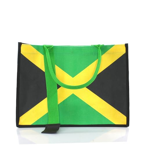Image of Women's Canvas Tote Bag Waterproof Ribbon Beach Bag Jamaican Reggae Party Bag | Waterproof