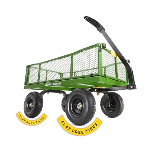 Gorilla Carts 4 Cu. Steel Utility Cart with No-Flat Tires, Green (Amazon Exclusive)
