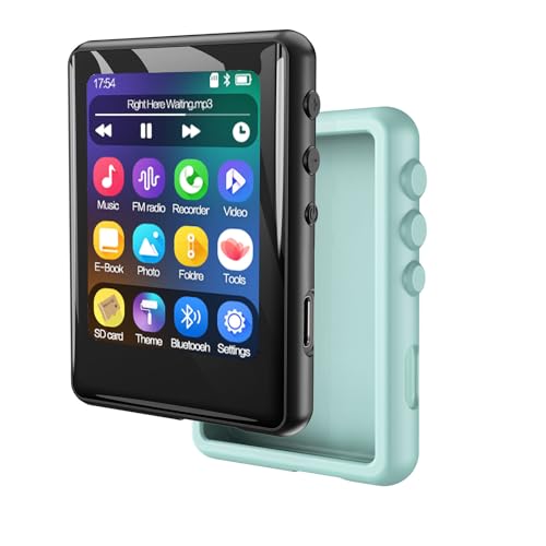 MP3 Player with Bluetooth 5.3,Tokemisc 16GB Full Touchscreen Kids Portable Music Device with Speaker,FM Radio,E-Book,Built-in Micro SD Card Slot,Earphones Included,Max 256GB Expand-Blue case