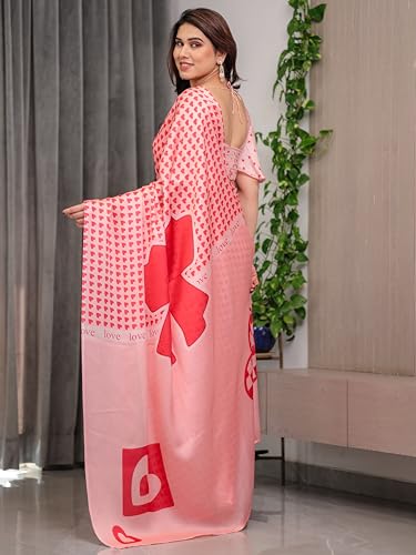 Image of ALMAARI FASHION Women's Floral Printed Georgette Satin Saree with Unstitched Blouse Piece | Traditional Ethnic Wear Sarees | Soft Lightweight Ethnic Office Wear Daily Wear Indian Sari (SG 161-170 H)