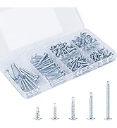 KURUI Self Tapping Screws Assortment Kit, Sheet Metal Screws for Metal Wood &amp; Plastic, 125Pcs Gal...
