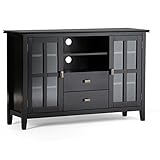 SIMPLIHOME Artisan SOLID WOOD 53 Inch Wide Transitional TV Media Stand in Black for TVs up to 60 Inches, For the Living Room and Entertainment Center