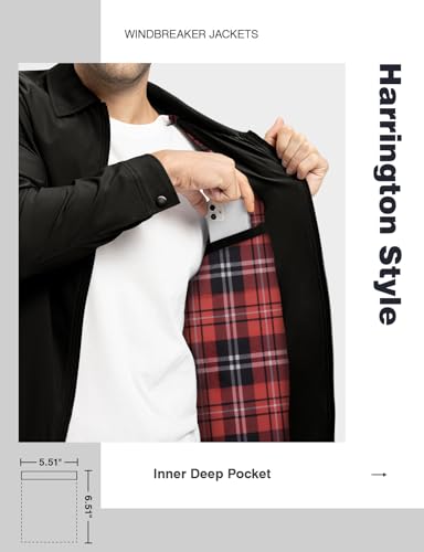 Image of TBMPOY Mens Lightweight Jackets Light Windbreaker Full Zip Casual Work Jacket Golf Business Fall Track Coat with Pockets