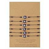 Huba Pulsera de protección contra el mal de ojo, amuleto de la suerte, regalo para hombres, mujeres, niños, niñas, familiares, amigos, tibetano, turco, paquete de 6, color negro