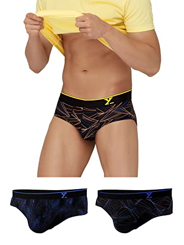 Image of XYXX Men's Urbane & Flux Micromodal Regular Fit Printed Antimicrobial Briefs with No Marks Waistband (Pack of 3)