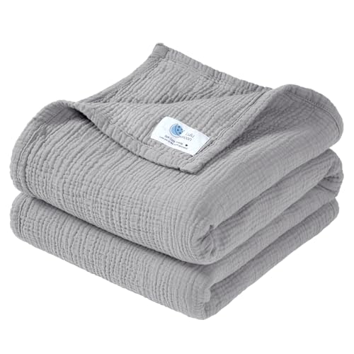 Image of lulumoon Muslin Quilt Blanket, Crib Blanket for Baby and Toddler,47x47 Inches(Gray)