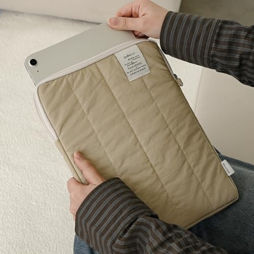 Image of Monolike Archive 247 Cushion Tablet Pouch 11inch, Beige - Padded Protective Sleeve for iPad Pro /Air, Soft Vintage Style Case
