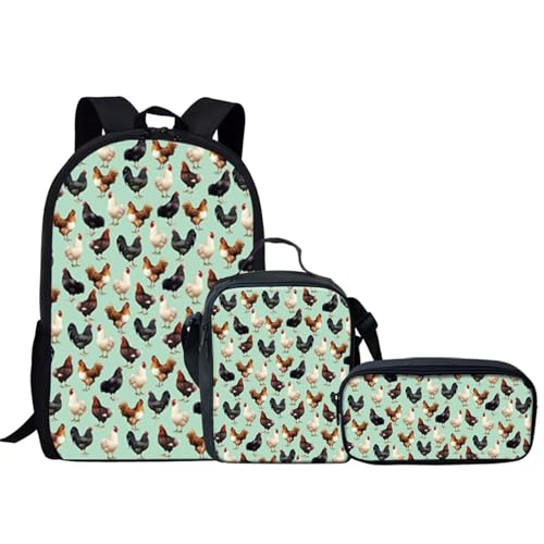 Sac à dos de cours pour ordinateur portable résistant avec trousse et lunch box fille