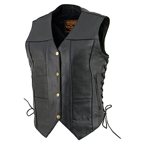 Image of Milwaukee Leather Women's Premium Classic Leather Motorcycle Rider Vest w /Adjustable Side Laces