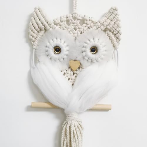 Owl Macrame Wall Art White