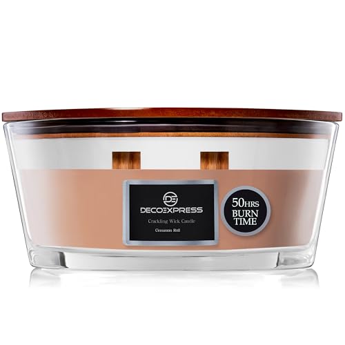 DECO EXPRESS Velas Aromaticas Perfumadas con Variedad de Fragancias, 2 Mechas, Velas Larga Duracion Hasta 50 Horas, Regalos para el Hogar, San Valentín o Día de la Madre (Rollo de Canela)