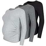 LEICHTE PFLEGE: Auch bei häufigem Waschen bleiben die Shirts lange wie neu. Sie lassen sich einfach in der Maschine waschen und sind auch für den Trockner geeignet. Sie werden die gesamte Schwangerschaft Freude an Ihren Umstandsshirts haben.