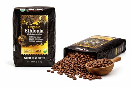 Kirkland Signature Organic Ethiopia Whole Bean Coffee, Light Roast (32