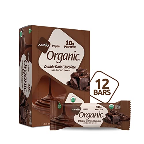 NuGo Organic Double Dark Chocolate, 10g Vegan Protein, Gluten Free,