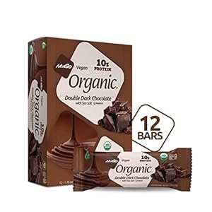 NuGo Organic Double Dark Chocolate with Sea Salt, 10g Vegan Protein, Gluten Free, 12 Count