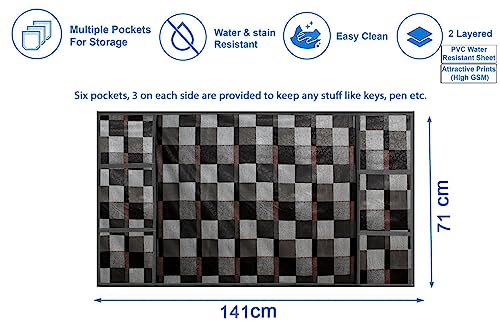 Image of Stylista Refridgerator top Cover Suitable for Samsung RS76CG8003S9HL, 653 Liter Fridge, Dimension (WXD) 71x141 CM, Chekered Pattern Brown