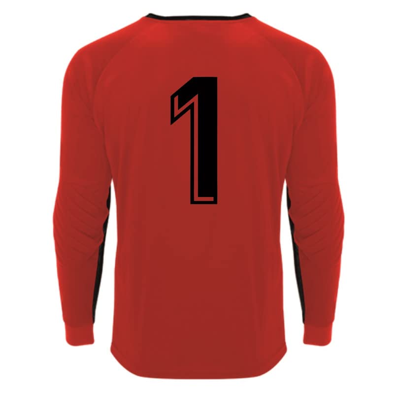 Camisetas Divertidas Maillot de Gardien de But de Football Numéro 1 pour Homme Rouge Taille L Manche Longue
