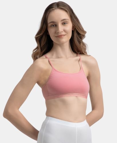 Image of Jockey 1351 Women's Super Combed Cotton Elastane Stretch Multiway Styled Crop Top with Adjustable Straps and Stay Fresh Treatment, Full-Coverage Bra