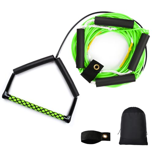 ASVAEVAS 75FT Wakeboard Rope and Handle, No Stretch Dyneema Wakeboard Tow Rope, 4 Sections Floating Water Ski Ropes for Wakeboarding, Waterskiing, Kneeboarding and Wakesurfing