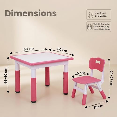 Image of a baby cherry Height Adjustable Graffiti Kids Study Table and Chair Set | Study Table for Kids | Table Chair Set for 3-6 Years | Adjustable Height with Safety Design for Activity Use