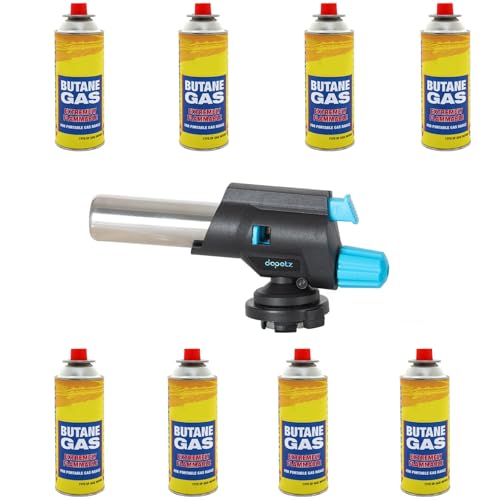 Dapetz ® Soplete para cabezal de fijación de cocina con 8 gases, antorcha de gas con una sola mano con llama ajustable y bloqueo de seguridad, se adapta a todos los tanques de butano, ideal para Creme