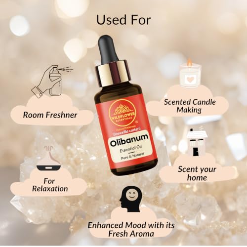 Image of Olibanum Essential Oil (Boswellia carterii) Pure | Non-Sticky | Non-Greasy | Lightweight | Men & Women | All Skin Types | Steam Distilled 15ml (0.5 oz)