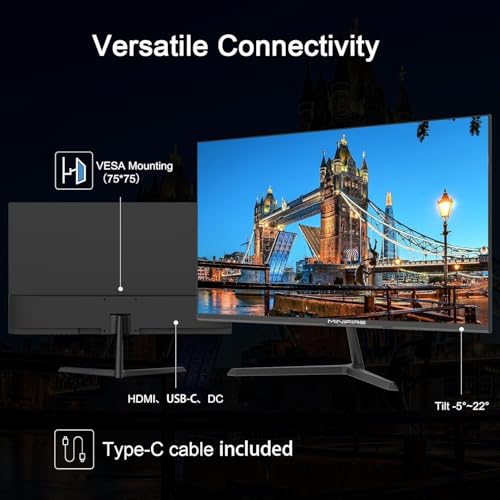 Monitor 24 Pollici 100Hz,Type-C,HDMI,VA, PC Monitors FHD 1080p, 5ms(OD), Adaptive-Sync, Eye-Care Mode, Senza Cornice, VESA, Inclinazione Regolabile (MF24X3AL usb c cable incluso) - Monitor - Immagine 6