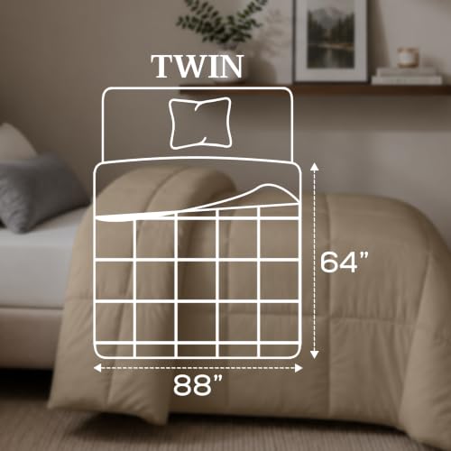 Image of Utopia Bedding Duvet Insert, Twin Comforter 64 x 88 Inches, Beige