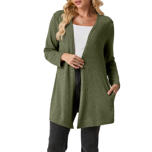Cardigans Sweaters for Women Long Sleeve Lightweight Cozy Open Front Fall Cardigan with Pockets Trendy 2025