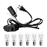 Salt Lamp Cord and Bulbs,Himalayan Salt Lamp Replacement Cord with Dimmer Switch,Original UL-Listed Cord Bulb Replacement for Salt Rock Lamp with 6 Pack 25w E12 Light Bulbs (One Cord+6 Bulbs)