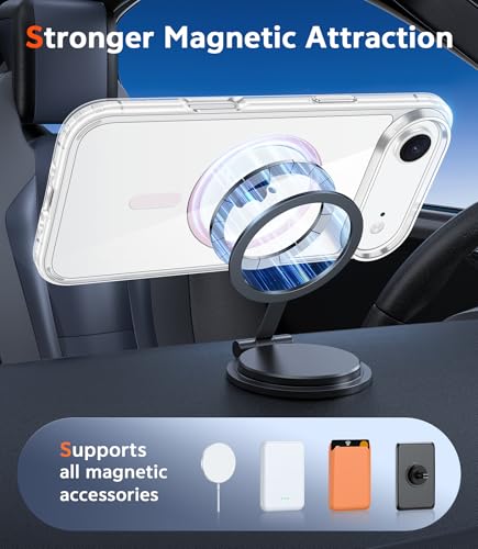Image of FNTCASE for iPhone Air Case Clear: Magnetic Phone Cases Compatible with Magsafe Slim Anti Yellowing Military Grade Drop Protection Rugged Shockproof Protective Transparent Cell Cover (C-A Pink)