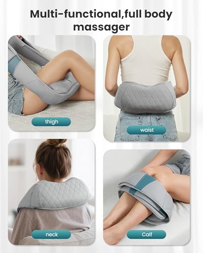 Masajeador cervicale inalámbrico con calor, Shiatsu masajeador recargable para cuello y espalda, Almohada 4D para masaje de hombros, Bolsa de transporte portátil, regalos para mamá y papá - imagen 5
