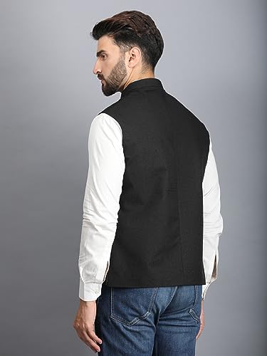 Image of Ethluxis Men's Designer Solid Nehru Jacket /Waist Coat /Bandhgala