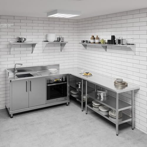Image of AmGood 10 in. x 72 in. Stainless Steel Wall Shelf | NSF | Metal Shelving | Garage, Laundry, Storage, Utility Room | Restaurant, Commercial Kitchen
