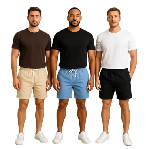 Kit 3 Shorts Masculino em Linho Premium, Bermuda Casual (BR, Alfa, P, Regular, Regular, Preto/Azul/Bege)